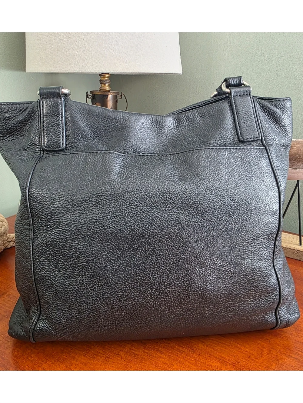 Michael Kors Zipper Tote Bag Black Pebbled Leather Bag - Picture 5 of 16